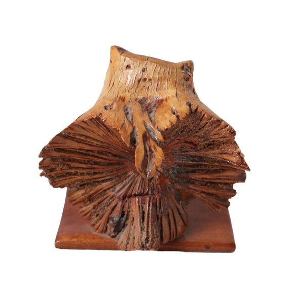 Vintage Hand-Carved Wooden Owl Bird Wood Burl Rustic Decor - Picture 3 of 8